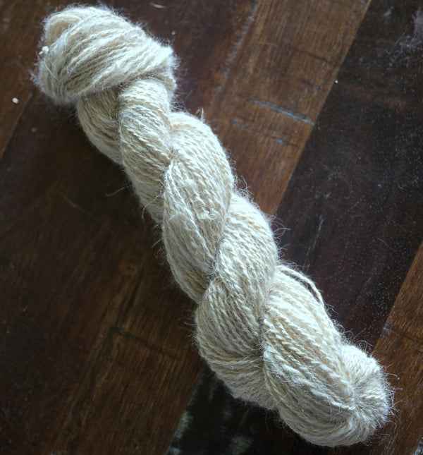 Handspun 80% Suri Alpaca, 20% fine Canadian wool